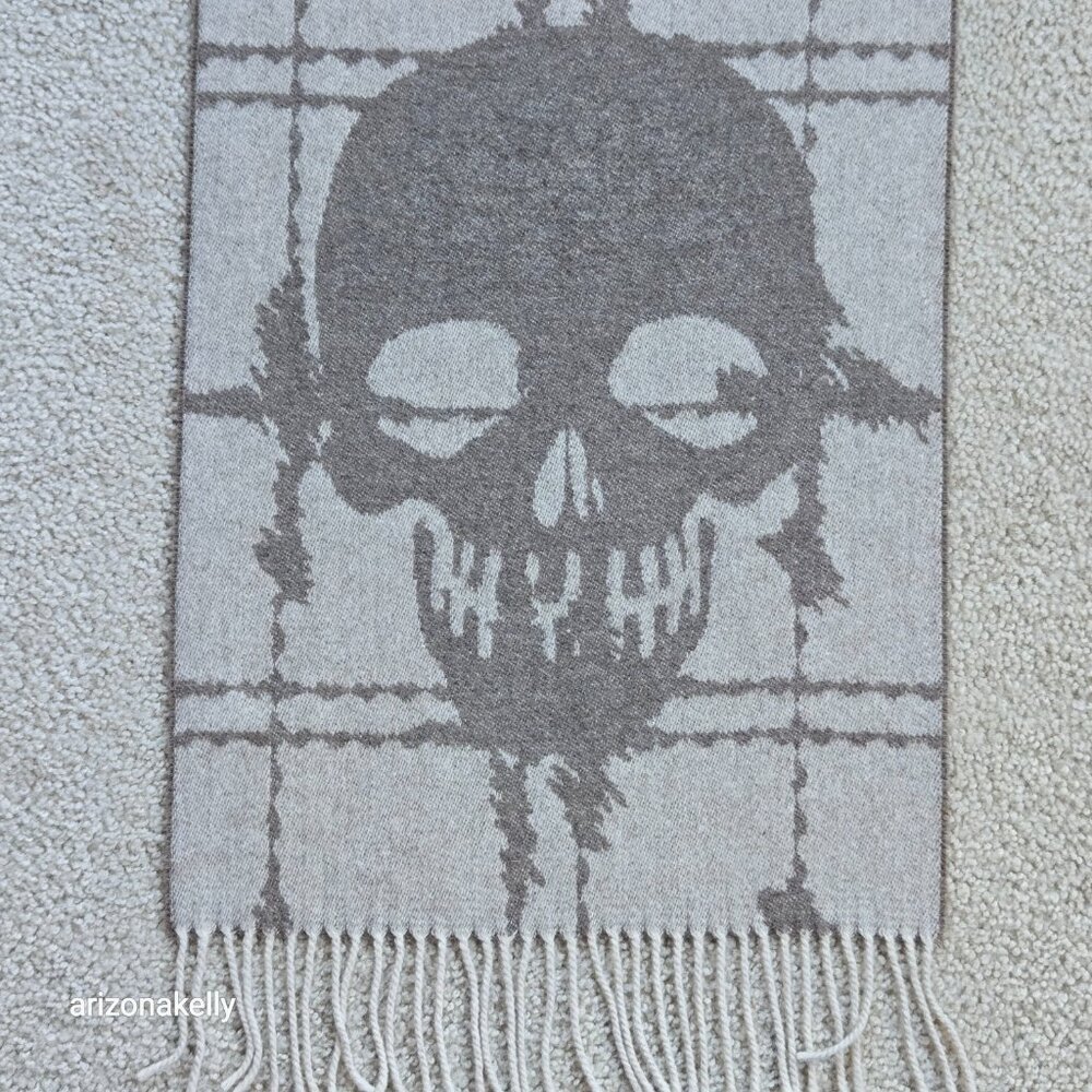 NWT Saint + Sofia Sutton Skull Scarf Beige Wool Blend - Picture 7 of 10